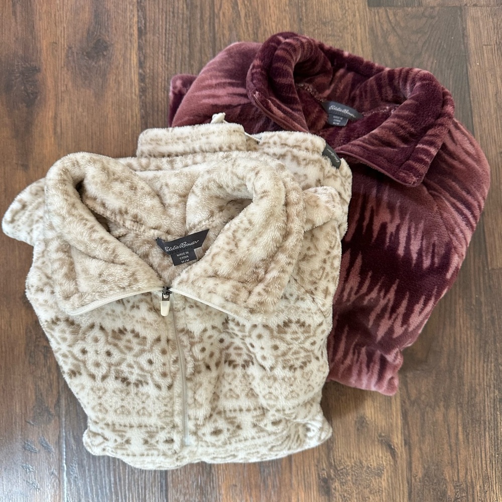 Eddie Bauer Women's Teddy Jackets - Cream and Burgundy